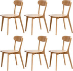 Solid Wood Dining Chairs Mid Century Modern Kitchen Chairs Set of 6 | Rounded Curved Backrest, Wide Comfortable Seat, Ergonomic Support, Easy Clean Wood Finish, Multiple Set Options,Natural Color