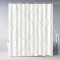 Punkray Beige Khaki Shower Curtain for Bathroom with Hooks, Extra Long Shower Curtain Set Stripe Bath Curtains Decorative White Shower Curtains Weighted Hem Water Repellent Washable, 72 x 72
