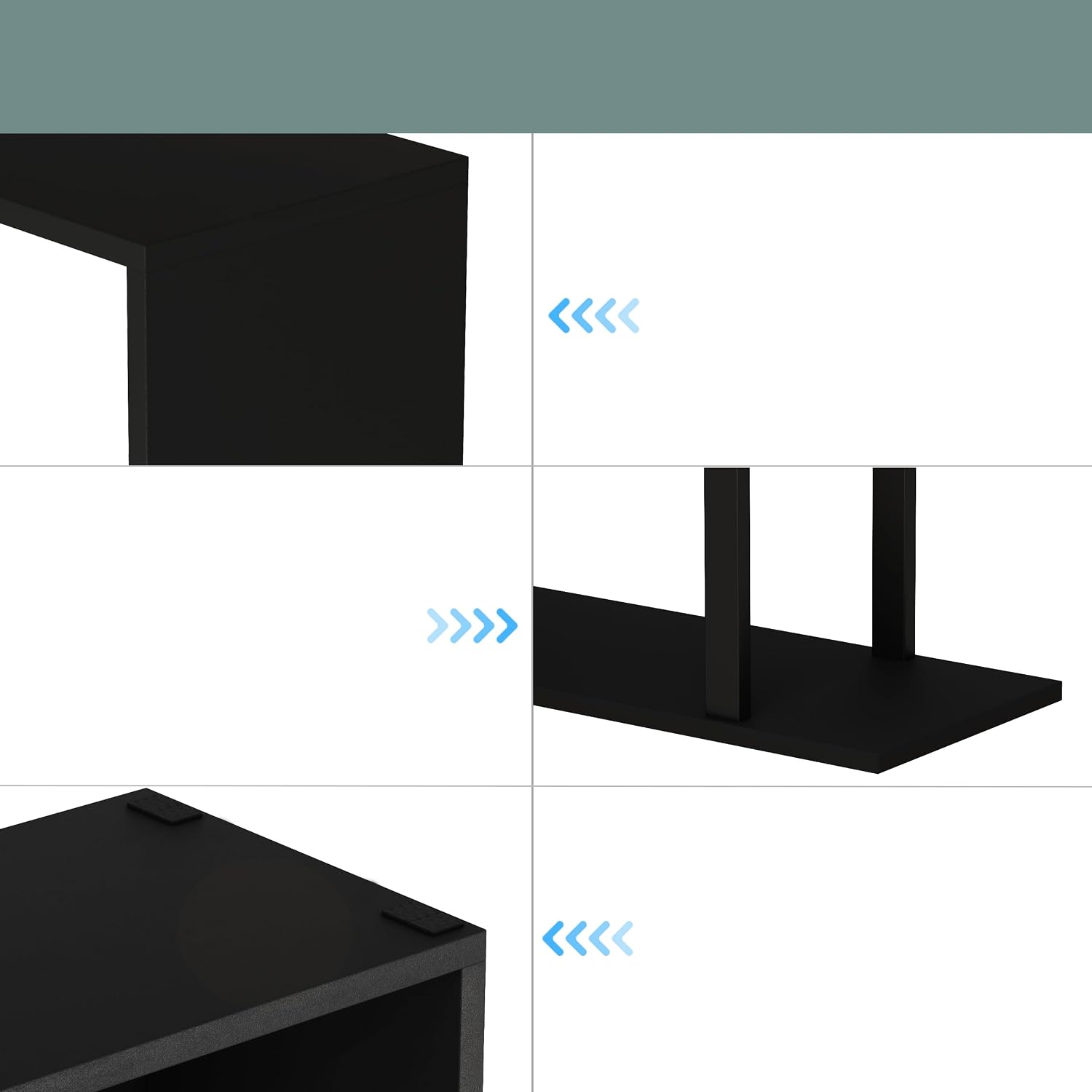 Yusong Geometric Bookcase, S Shaped Bookshelf 6-Tier Book Shelves for Bedroom, Modern Wood Decorative Display Shelf Tall Book Case for Home Office, Black and White