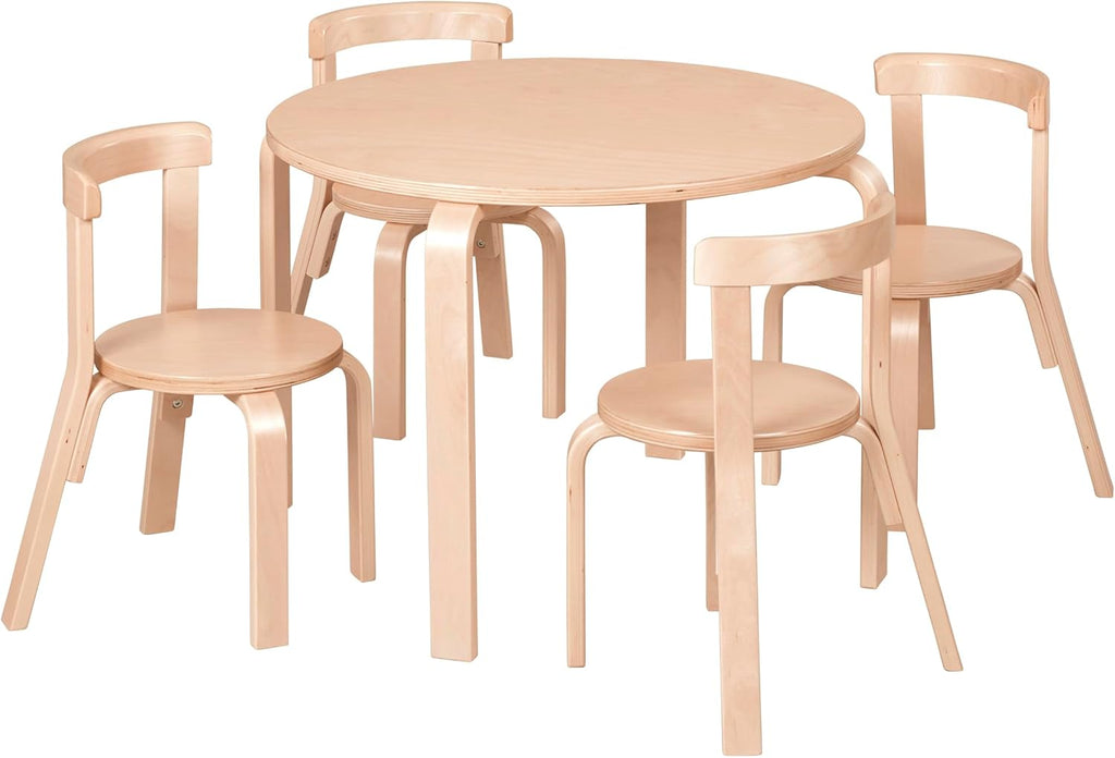Back2School Express Bentwood Kids Table & Chairs Set, 5-Piece, Natural | Durable birch, GREENGUARD Gold Certified, 3-6 years, 74 lb seat capacity, flexible seating for crafts & play, classroom/home