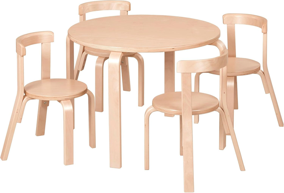 Back2School Express Bentwood Kids Table & Chairs Set, 5-Piece, Natural | Durable birch, GREENGUARD Gold Certified, 3-6 years, 74 lb seat capacity, flexible seating for crafts & play, classroom/home