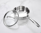KEAWELL K3 Premium 2-Quart Tri-Ply Stainless Steel Saucepan with Lid, Induction & Oven Safe up to 600°F, Even Heating, Professional Cookware for All Stovetops (2-Qt)