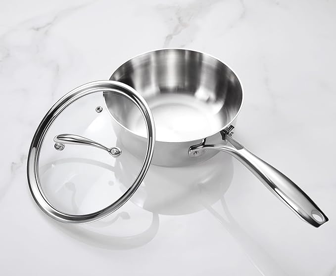 KEAWELL K3 Premium 2-Quart Tri-Ply Stainless Steel Saucepan with Lid, Induction & Oven Safe up to 600°F, Even Heating, Professional Cookware for All Stovetops (2-Qt)