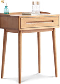 GDFStudio Solid Wood Bistro Dresser Table,Compact Storage Desk with Drawer,Easy Assembly Natural Wood Multi-Functional Table for Small Spaces,23.62" W Oak