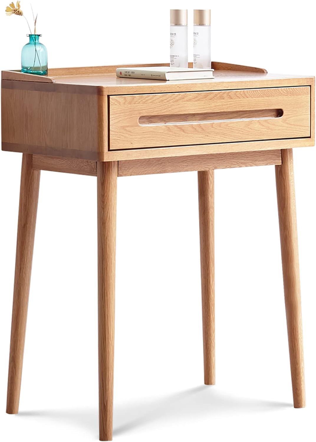 GDFStudio Solid Wood Bistro Dresser Table,Compact Storage Desk with Drawer,Easy Assembly Natural Wood Multi-Functional Table for Small Spaces,23.62" W Oak