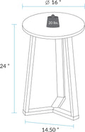 Tripod 16" W Round Side Modern Table with Solid American Hardwood Legs, Natural