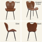 Dining Room Chairs Set of 4, Modern Kitchen Room Sets for Dinner, Comfortable Dining Chair with Metal Legs, Ergonomic Backrest, Minimalist Faux Leather Funiture Used for Home Kitchen, Resturant, Brown