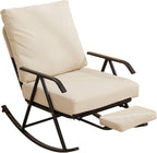 Single Rocking Chair with a Retractable footrest, Armchair with Adjustable backrest, Corduroy Upholstery, Suitable for Living Room, Balcony, and Bedroom Beige