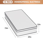 PayLessHere 12 Inch Innerspring Mattress in a Box with Bamboo Charcoal Gel Memory Foam Fiberglass Free CertiPUR-US Certified Medium Firm Spring Mattress Pressure Relief,Twin