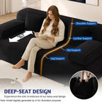 78.7'' Couches Queen, Corduroy Futon Sofa Bed, Modern Floor Couch, Cloud Convertible Sleeper Sofa Daybed, Comfy Loveseat, 3 Pillows, for Small Spaces, Living Room, Apartment, Black