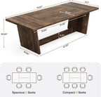 Lailang 71 Inch Dining Table, Rectangular Kitchen Tables, Pedestal Dinner Tables, Rustic Wood Dining Tables, Dining Room Table for 8, Large Table, 71 x 31 x 30 Inch, Rustic Brown