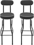 2 Pcs Folding Counter Height Stool Chair Padded Portable Stools with Foldable & 275 Lbs Load Capacity Tall Foldable Stool Chair Stools With Backrest for Camping, Barbecues, Traveling(Black)