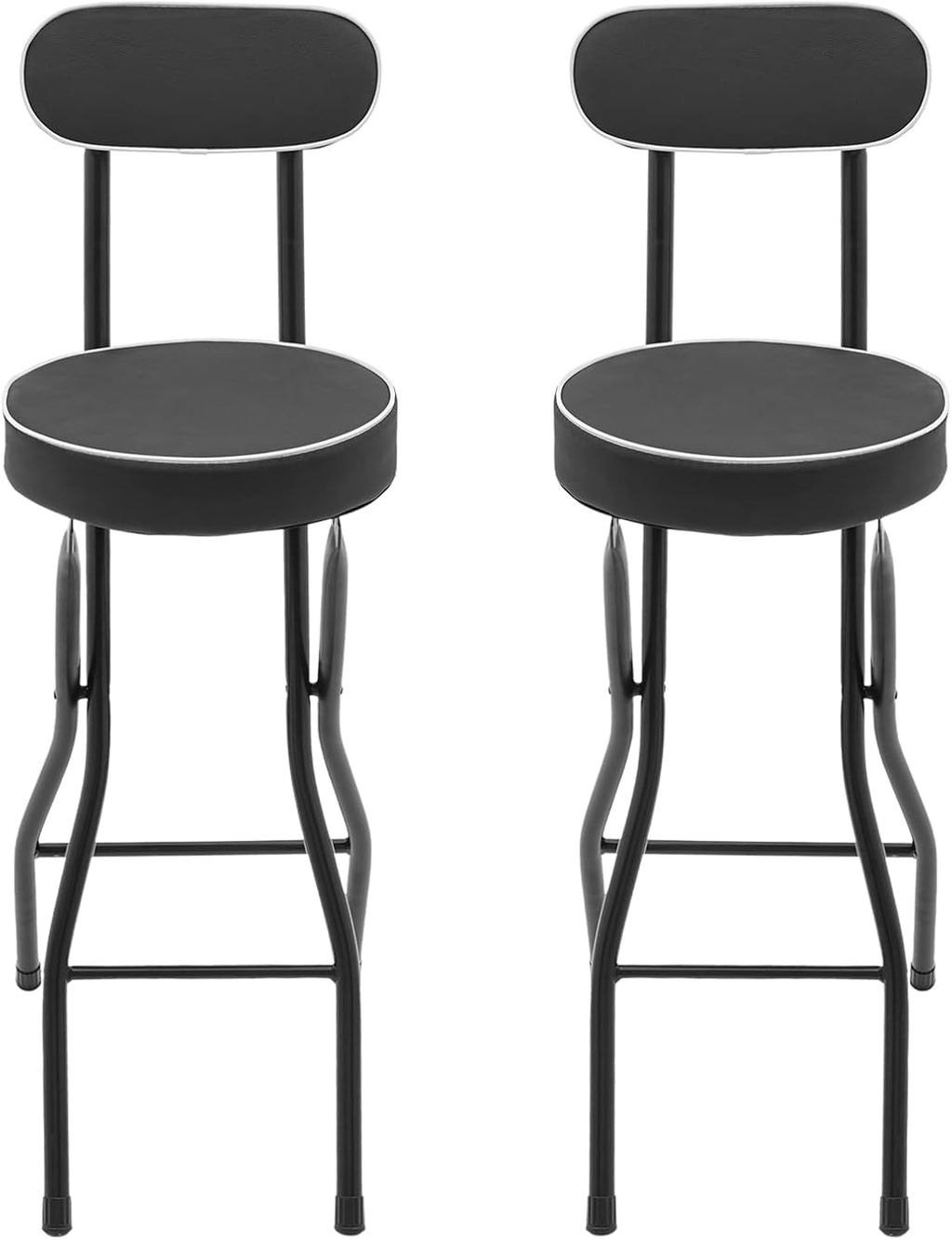 2 PCS Folding Bar Stool with Back, Tall Foldable Stool, Portable Stools Counter Height Foldable Stools Chairs Collapsible Stool for Kitchen Bar Shop Cafe ﻿ (Black)