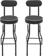 2 PCS Folding Bar Stool with Back, Tall Foldable Stool, Portable Stools Counter Height Foldable Stools Chairs Collapsible Stool for Kitchen Bar Shop Cafe ﻿ (Black)