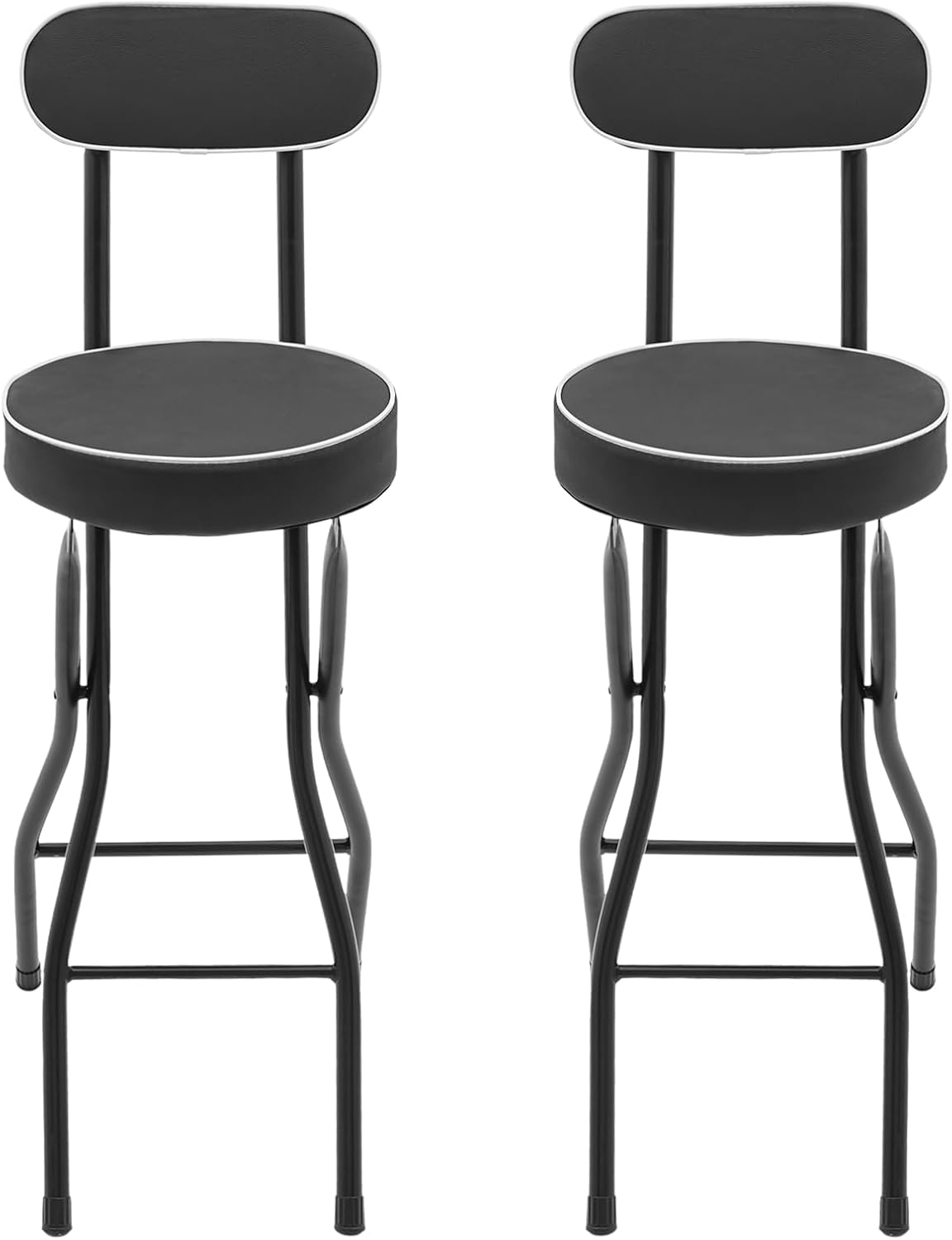 2 PCS Folding Bar Stool with Back, Tall Foldable Stool, Portable Stools Counter Height Foldable Stools Chairs Collapsible Stool for Kitchen Bar Shop Cafe ﻿ (Black)