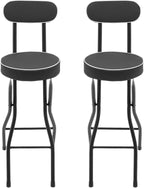 Folding Bar Stool with Back, 2Pcs Cushioned Padded Folding Stool, 275.58Lbs Weight Capacity, Portable Stools Chairs for Camping Hiking Picnics Barbecues Traveling Fishing Hiking Gardening Travel Etc