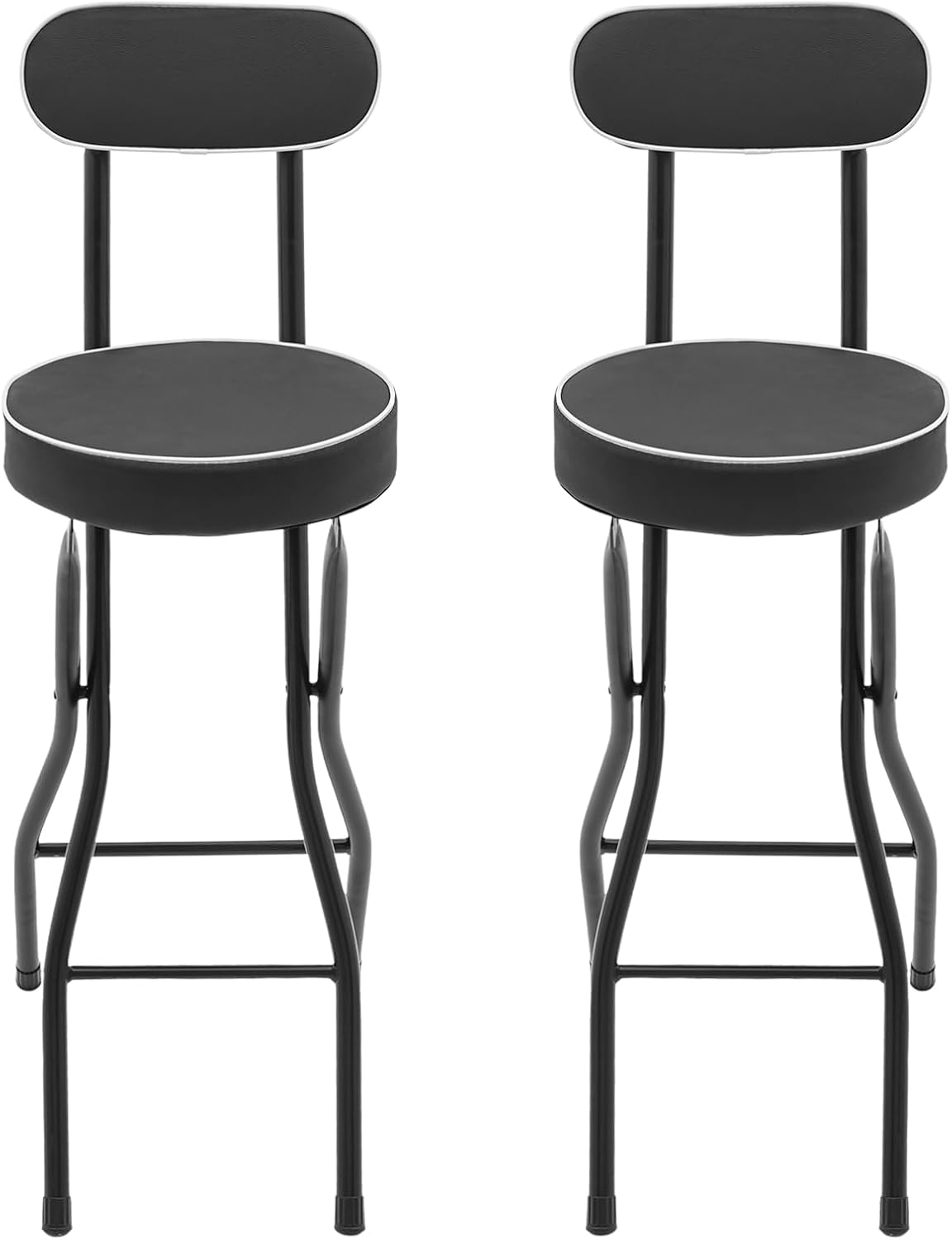 Folding Bar Stool with Back, 2Pcs Cushioned Padded Folding Stool, 275.58Lbs Weight Capacity, Portable Stools Chairs for Camping Hiking Picnics Barbecues Traveling Fishing Hiking Gardening Travel Etc
