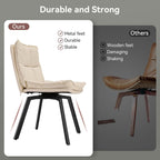 Susalt Swivel Dining Chairs Set of 4, Upholstered Dining Room Chairs, Leather Kitchen Chairs with Metal Feet, Double-Layer Foam Dinner Chair for Dining Room, and Kitchen, Off White and Black