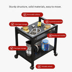 360° Rotating Small Side Table with Storage Rack, Movable Coffee Table with Railings and Removable Ashtray, Suitable for Living Room, Bedroom (Oak)