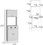 Apex Kitchen Pantry 66.3" H with Drawer, 2 Cabinets, and Microwave Stand, White