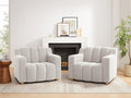 VANOMi Oversized Accent Chair Set of 2, Modern Living Room Chairs, Comfy Boucle Fabric Upholstered Armchair for Bedroom, Office, Waiting Room (Beige)
