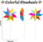 HOOSUN 12 Pack Rainbow Pinwheels for Yard and Garden,Rainbow Party Decorations for Kids, Colorful Garden Wind Spinners Outdoor Decor,Party Favors for Kids,Lawn,Yard,Patio