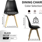 YLGJ&TIDY Modern Dining Chairs Set of 4 PU Leather Upholstered Chairs with Wooden Legs Mid Century Soft Padded Kitchen Chairs for Living Room Bedroom Dining Room Patio (Black, Pack of 4)