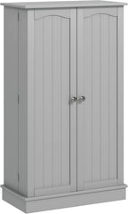 41" Paper Gray Kitchen Pantry Cabinet Freestanding Vertical Cupboard with Double Doors 5-Tier Interior Shelves & 12 Door Racks Adjustable Storage