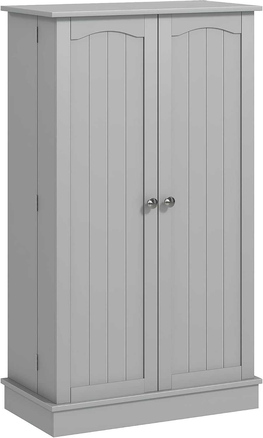 41" Paper Gray Kitchen Pantry Cabinet Freestanding Vertical Cupboard with Double Doors 5-Tier Interior Shelves & 12 Door Racks Adjustable Storage