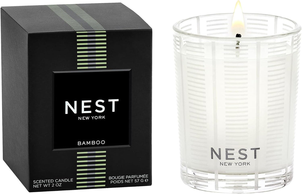 NEST New York Scented Votive Candle, Bamboo - 2 oz - Up to 28-Hour Burn Time - Reusable Glass Vessel