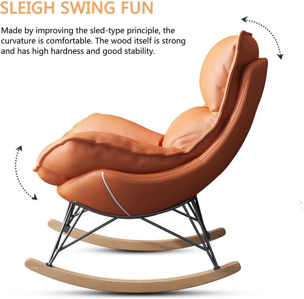 Home Living Room Bedroom Rocking Chair Glider Chair with High Backrest,Rocking Chair Adult Lazy Sofa Can Recline,Comfortable Living Room Rocking Chair with Footstool(D)