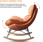 Home Living Room Bedroom Rocking Chair Glider Chair with High Backrest,Rocking Chair Adult Lazy Sofa Can Recline,Comfortable Living Room Rocking Chair with Footstool(D)