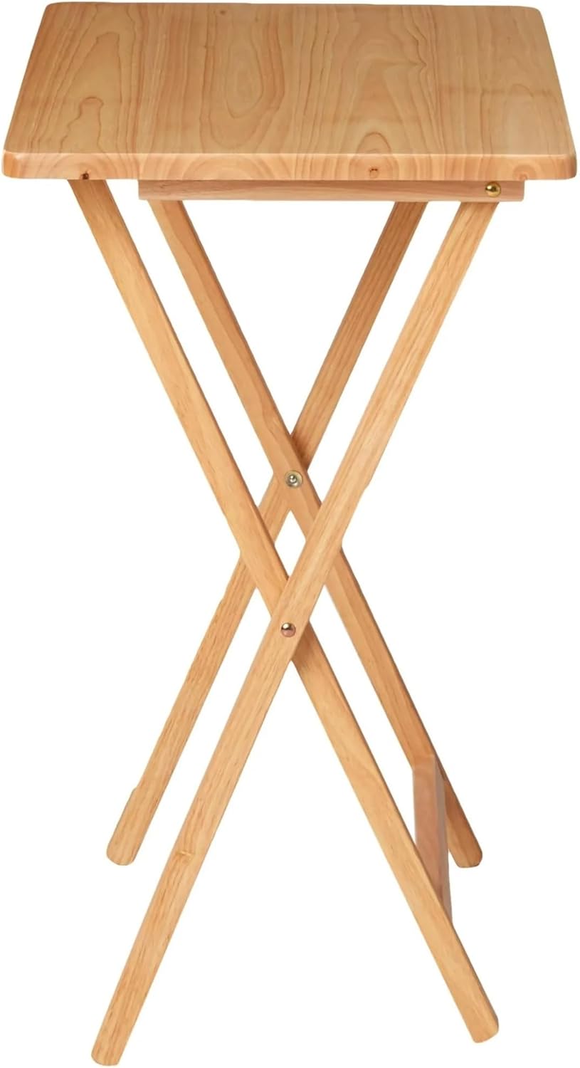 Natural Rubberwood Folding Tray Table, 19x14.5-Inch, Indoor Use