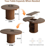 Expandable Dining Table,Round Wooden Kitchen Table,Double Layered Storage Space with Partitions,Equipped with Circular Sliding Doors, Suitable for Kitchen (Expandable Dining table-Walnut-02)