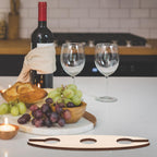 Cabilock Wooden Wine Rack with Glass Holder Compact Wine Display Stand for Home Kitchen Bar Office 8.66X2.75X0.19 Inch