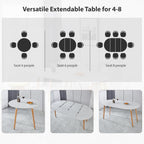 Modern 40"-71" Extendable Oval Dining Table for 4-8, MDF Top with Metal Frame, Space-Saving Expandable Kitchen Table for Home, Office, or Conference Room, Scratch-Resistant & Easy to Assemble