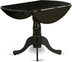 East West Furniture DLT-ABK-TP Dublin Dining Table - a Round Wooden Table Top with Dropleaf & Pedestal Base, 42x42 Inch, Wirebrushed Black