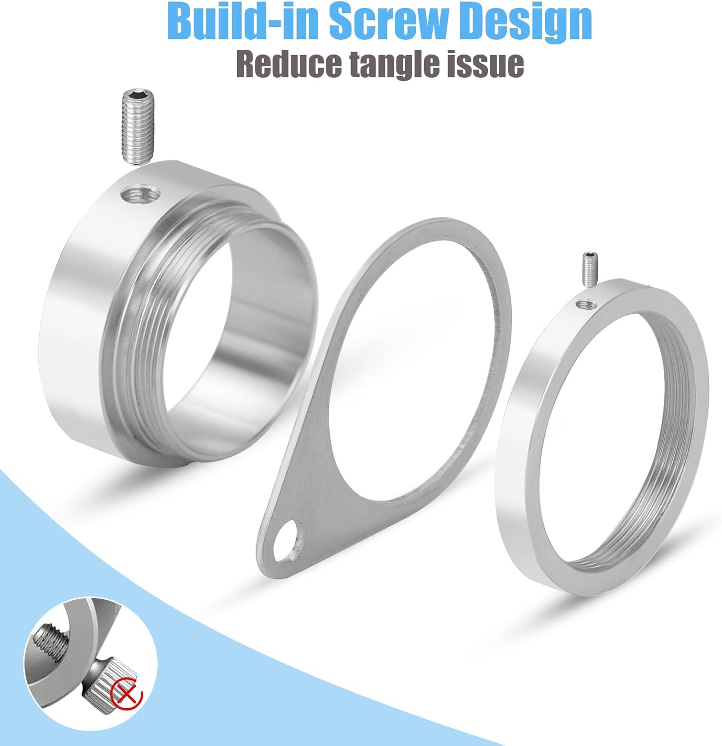 1.5" Flag Pole Rings, 2 Pcs Aluminum Alloy Spinning Flag Pole Ring Clips Swivels, 360° Rotating Anti Wrap Flagpole Ring Hardware with Stainless Steel Carabiners for 1.26-1.5" Diameter