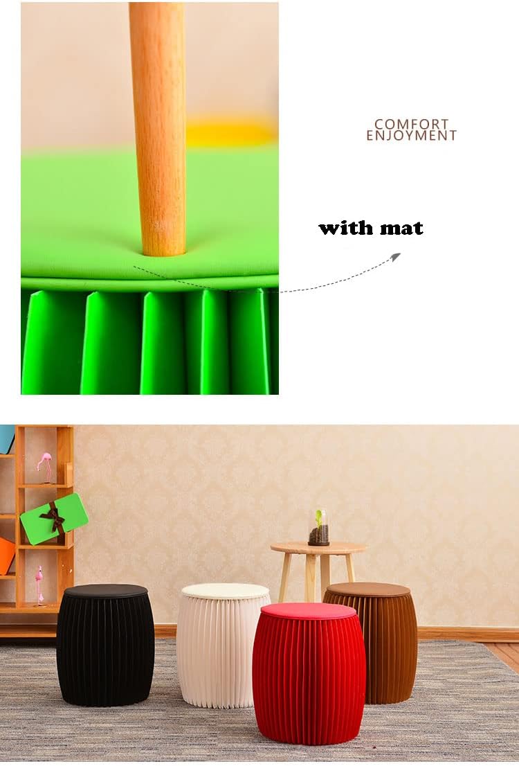 Brown Craft Paper Potable Stool - Folded Like A Book for Space Saving - Foot Stool Rest, Extra Seat for Living Room, Study, Bookstore, Cloth Store (13.75Inch)