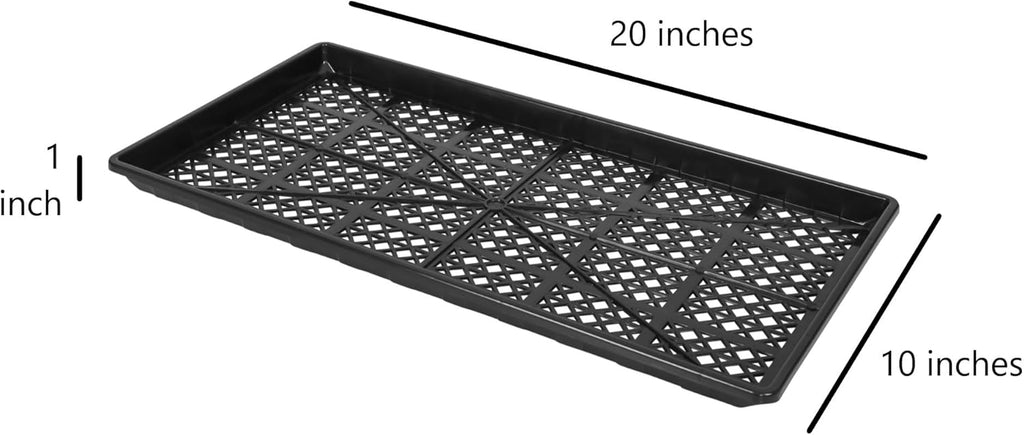 SUNPACK 10" x 20" Heavy Duty Mesh Plastic Seed Starting Tray, Black, 1" - Ensures Water Drainage and Aeration, Perfect for Greenhouses or Indoor Gardening