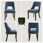 UVV Wooden Dining Chairs Set of 2, Mid Century Upholstered Dining Room Chair Kitchen Chairs, Chenille Dinner Chair with Solid Wood Legs for Kitchen Dining Room, Navy Blue