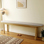 63" Dining Bench Rubber Wood for 6-8 Person,Bedroom Bench,Window Bench,Entryway Bench,Upholstered Bench,with Padded Seat and Solid Wood Leg for Kitchen,Indoor and Hallway,Beige, 63in.