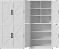 White Steel Kitchen Pantry Storage Cabinet with Adjustable Shelves Heavy Duty Metal Cabinet for Kitchens Bathrooms Living Rooms