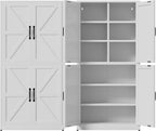 White Steel Kitchen Pantry Storage Cabinet with Adjustable Shelves Heavy Duty Metal Cabinet for Kitchens Bathrooms Living Rooms