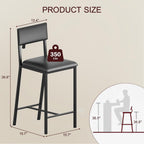 IDEALHOUSE Dining Chairs Set of 2 Upholstered PU Dining Chairs Curved Backrest, Modern Dining Room Chairs Kitchen Chairs with 26IN Metal Legs and Sturdy H-Frame for Home, Bar 330lbs Capacity