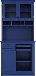 Kitchen Pantry Storage Cabinet, Tall Freestanding Farmhouse Buffet with Hutch 74.8” Tall, Adjustable Shelves & Wine Rack Built in, Large Cupboard for Living Room, Dining Room, Blue