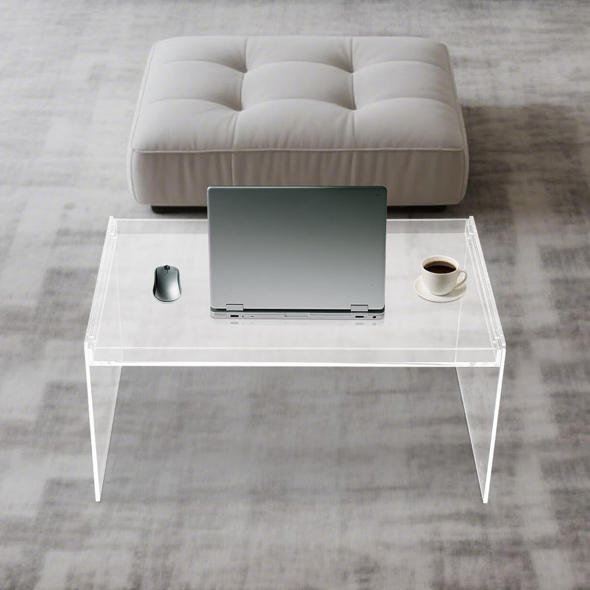 Modern Acrylic Table Clear, Rectangle Acrylic Side Table Furniture, Modern Tea Table 31.5 * 19.7 * 15.7in for Living Room, Office Reception and Bedroom(Clear)