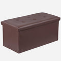 ZenStyle 30Inches Storage Ottoman Bench, Folding Footrest Stool, Storage Chest Long Shoes Bench with Foam Padded Seat, Holds up to 350 lbs, for Living Room, Entryway, Bedroom (Brown, 30 inches)