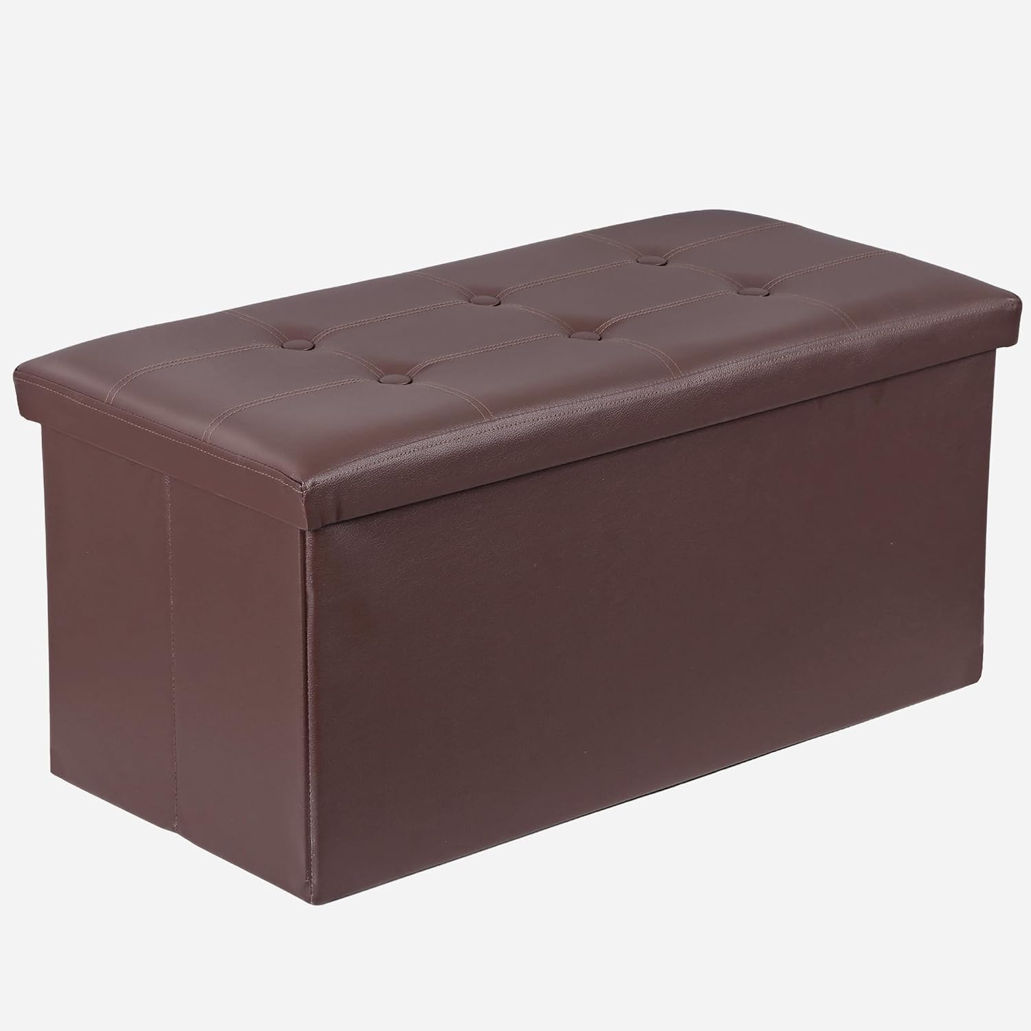 ZenStyle 30Inches Storage Ottoman Bench, Folding Footrest Stool, Storage Chest Long Shoes Bench with Foam Padded Seat, Holds up to 350 lbs, for Living Room, Entryway, Bedroom (Brown, 30 inches)