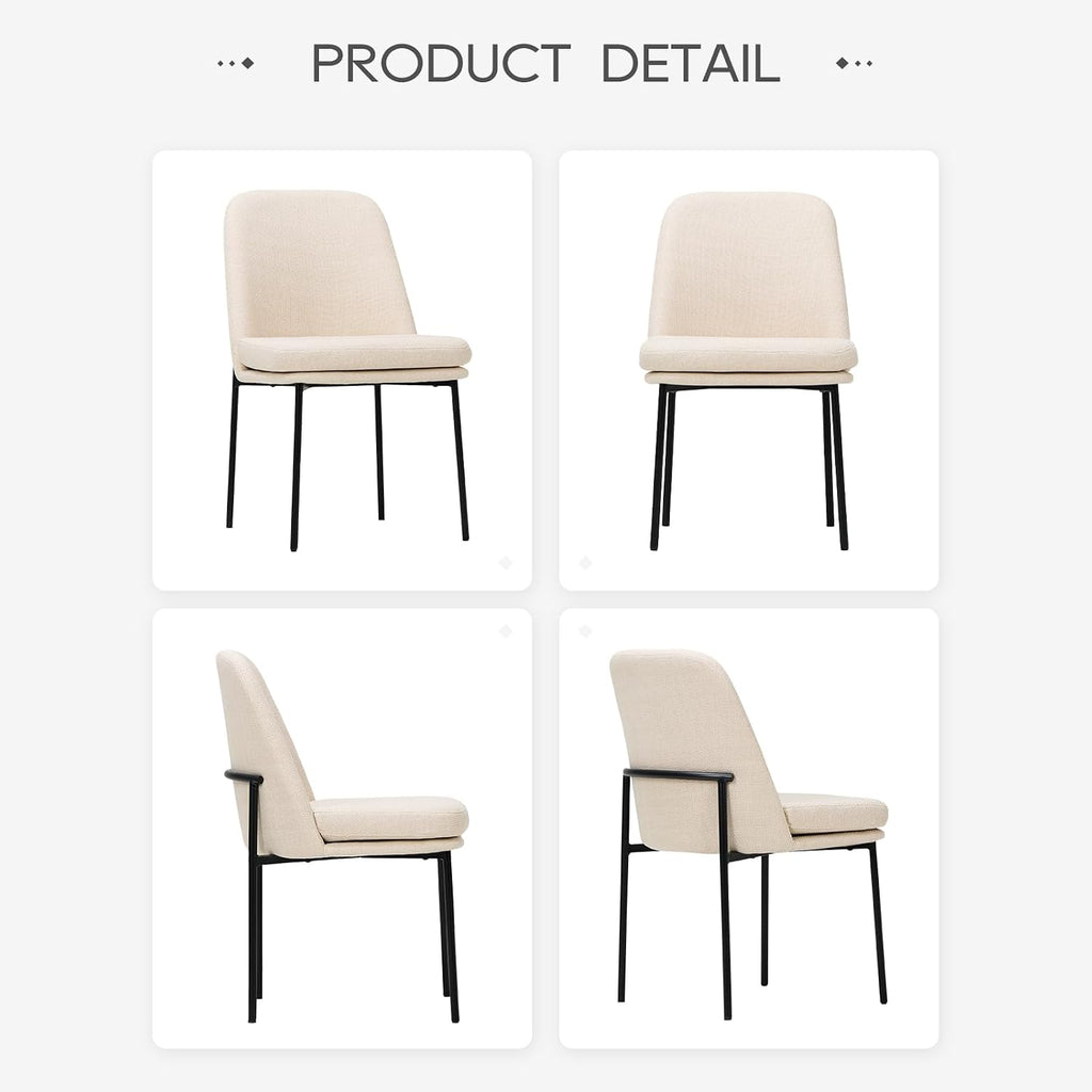COLAMY Modern Dining Chairs Set of 4, Upholstered Dining Room Chairs Dinner Chair Kitchen Chairs with Curved Back and Metal Legs, Beige